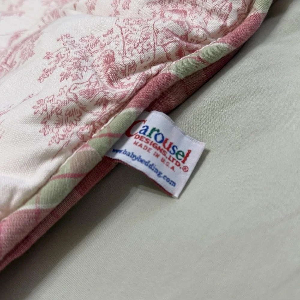 Carousel Designs Pink French Country Toile Baby Crib Blanket Comforter and Skirt